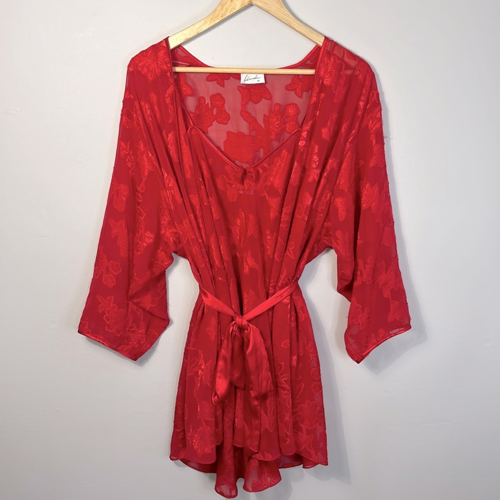 ⭐️ Matching 2pc Vintage Linda Lingerie Slip Dress and Robe with Tie